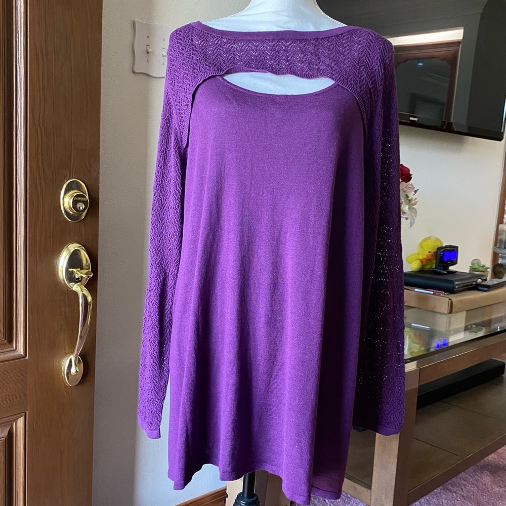 Catherine’s 2X Purple Crochet Sweater